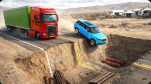 «Машины против ловушки в канаве» №2 в BeamNG Drive! (2)