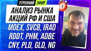 Анализ рынка акций РФ и США/ MOEX, SVCB, IRAO, RDDT, PHM, ADBE/ CNY, PLD, GLD, NG
