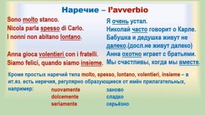 Итальянский язык. Наречие.