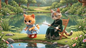 Незабываемые летние каникулы мамы-кошки и котёнка в гостях у бабушки