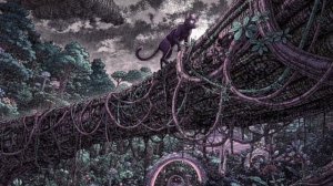The Feline Guardian in the Purple Rain Forest 🐈⬛ Minimal Techno for Deep Focus