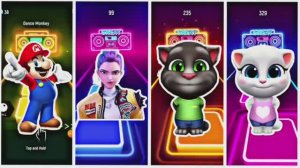 🐱 ТОМ vs АНДЖЕЛА vs РУМИ vs МАРИО 🍄 Плитки Музыки ЭДМ Раш 🔥 Tiles Hop Battle