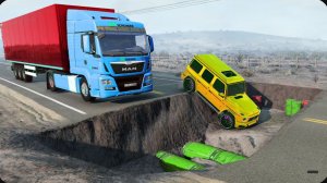 Второе испытание «Машины против ловушки в канаве» в BeamNG Drive!
