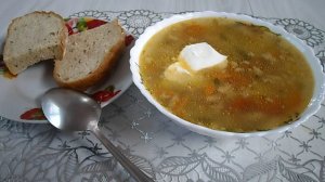 Полевой суп со свининой и пшеничной крупой