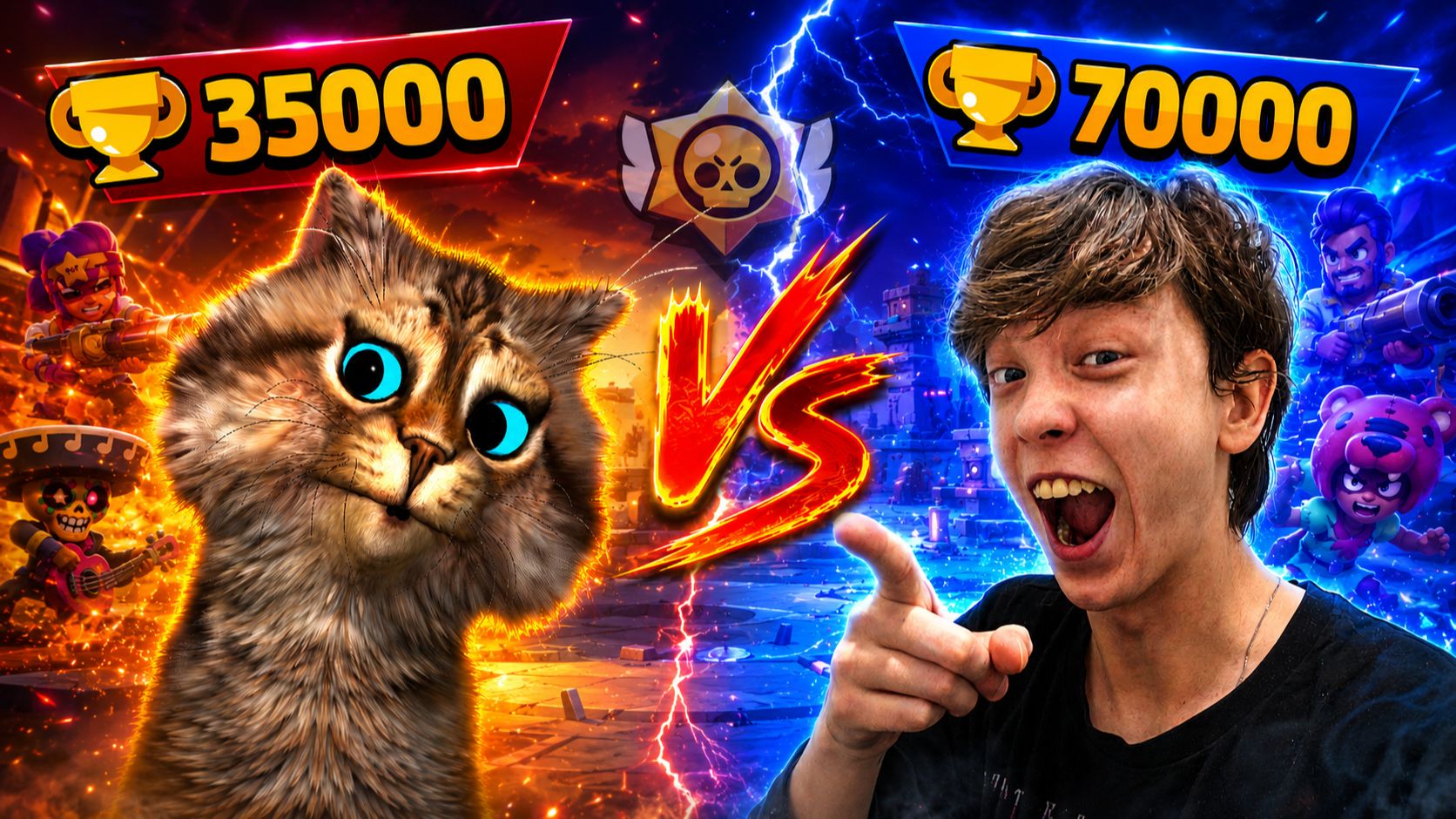 🏆 МОЙ ДРУГ БРОСИЛ МНЕ ВЫЗОВ С 70.000 КУБКОВ В БРАВЛ СТАРС 😳 Весёлый Кот Brawl Stars