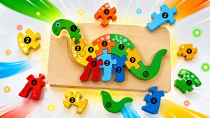 Учим Цифры и собираем деревянные Пазлы по номерам 🦕🐠🐥 Развивающее видео для детей
