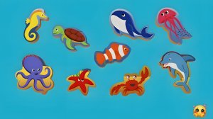 Морские животные для малышей. Игрушки для малыша. Обитатели океана. 🐡🐠🦐🐬