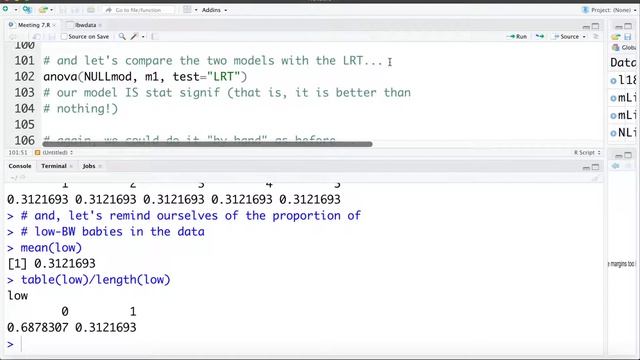 7.2 Likelihood Ratio Test in R (for LBW Data) смотреть онлайн