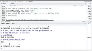 7.2 Likelihood Ratio Test in R (for LBW Data)