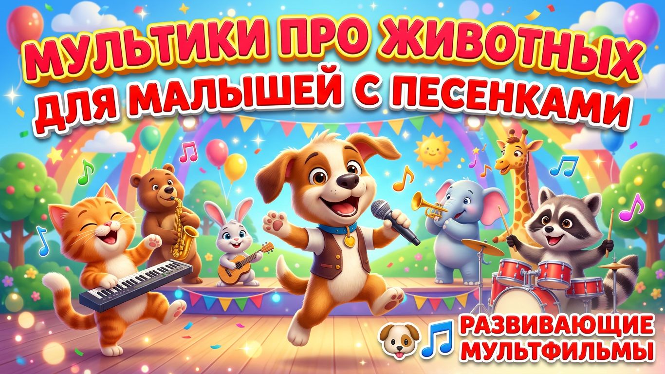 Мультики про животных для малышей с песенками 🐶 Развивающие мультфильмы для детей 1–3 лет
