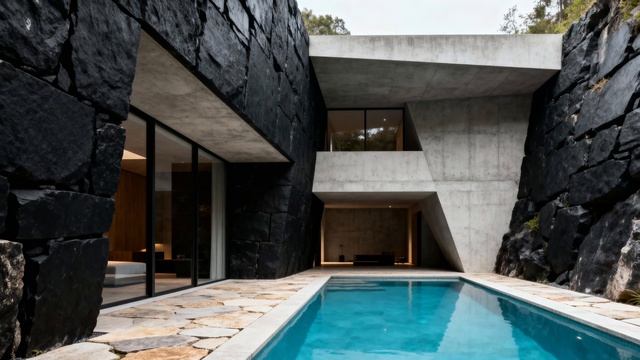 brutalist ambient ｜｜ pool house ｜｜ concrete sanctuary