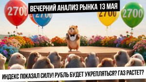 Вечерний анализ рынка 13 мая. Индекс показал силу! Рубль укрепляется! Биткойн собрался вниз? ГАЗ!
