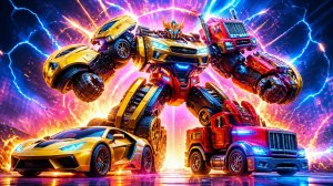 😱 ЗОЛОТОЙ АВТОМОБИЛЬ + ГРУЗОВИК превращаются в ГИГАНТСКОГО РОБОТА!