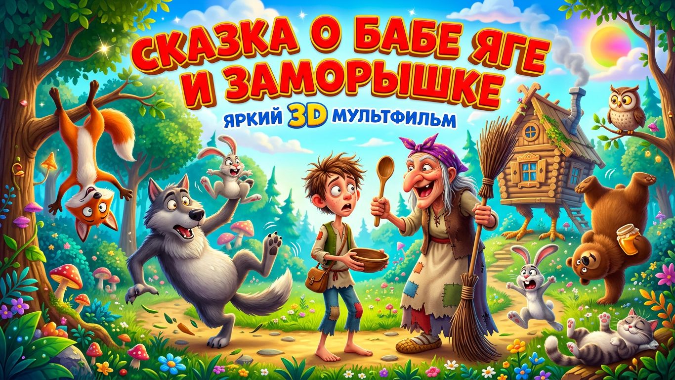 Баба Яга и Заморышек | Русская народная сказка | Мультфильм для детей смотреть онлайн