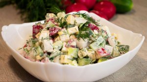 ВЕСЕННИЙ салат с редисом и огурцом ПО-НОВОМУ! Лёгкий, свежий и очень вкусный # 139