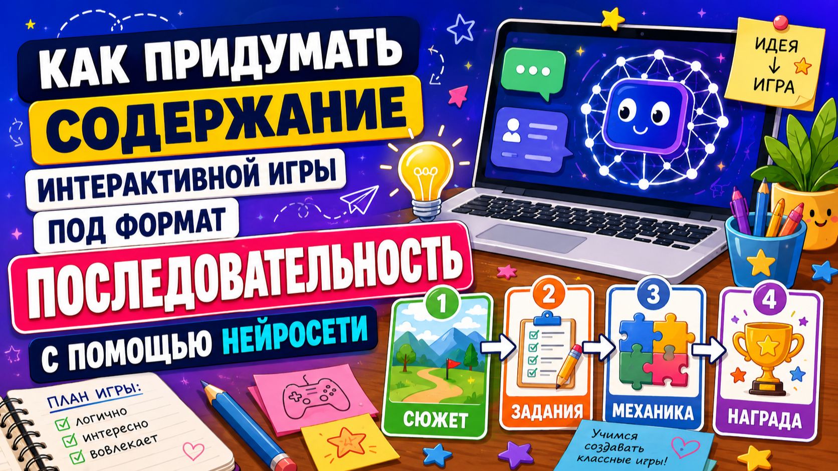 Как придумать содержание интерактивной игры под формат (последовательность) с помощью нейросети