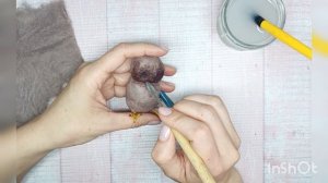 Ватная игрушка «Сонный совёнок», часть 2