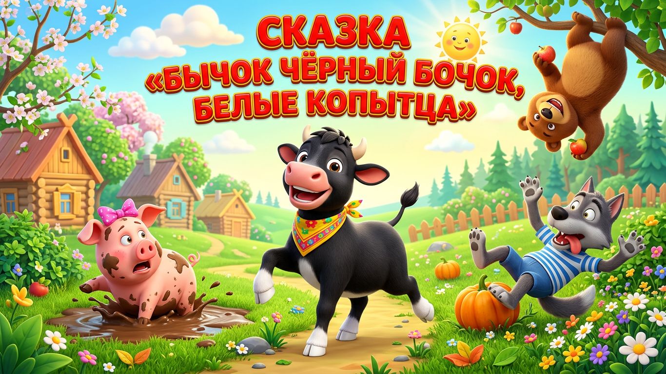 Баба Яга и Бычок - черный бочок белые копытца - русская народная сказка. Мультфильм