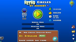 Я прошëл Retro Circles! Относительно сложный изи демон.