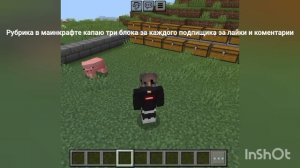 в маинкрафте копаю блок за каждого нового подпищека и за лайк и коментарий