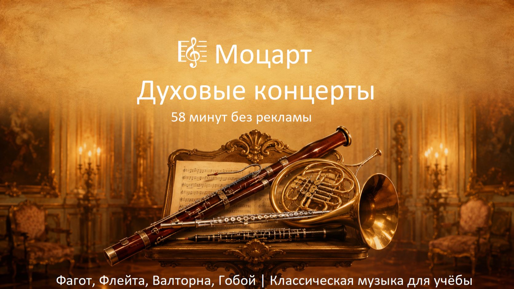 🎼 Моцарт – Духовые концерты | 58 минут без рекламы  | Классическая музыка для учёбы