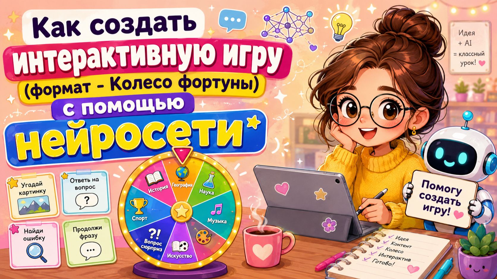 Как создать интерактивную игру (формат - Колесо фортуны) с помощью нейросети