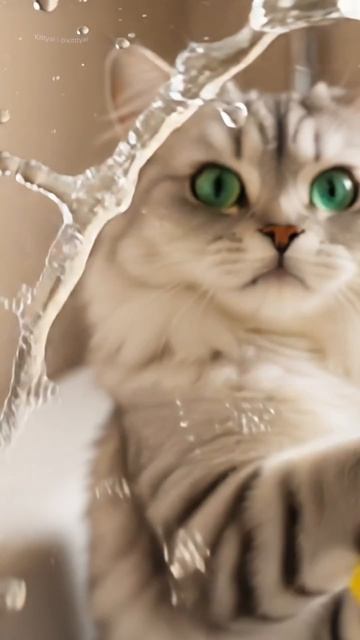 Кажется, я следующая, кого Kitty заставит тереть эту плитку 😅 #котики#взгляд #смешные