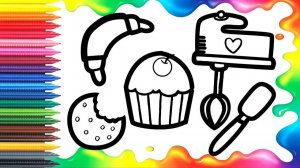 Мультик для детей-Как нарисовать КЕКСИК,ПЕЧЕНЬЕ И МИКСЕР