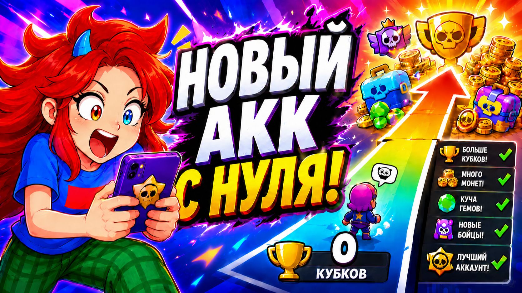 😱С НУЛЯ ПРОКАЧИВАЮ НОВЫЙ АККАУНТ В БРАВЛ СТАРС