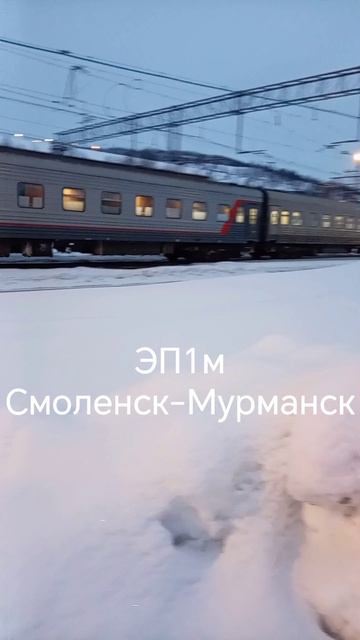ЭП1м Смоленск-Мурманск проезжает через переезд смотреть онлайн