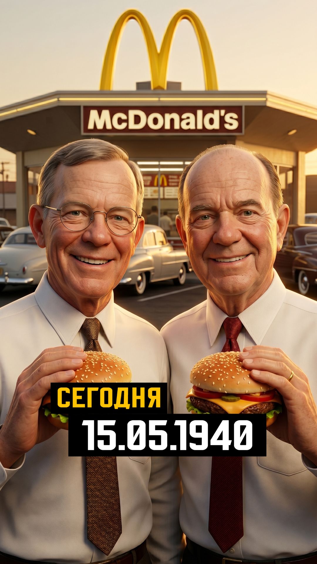 15.05.1940 Открытие первого ресторана McDonald’s 🍔#сегодня #история #макдоналдс #основатель