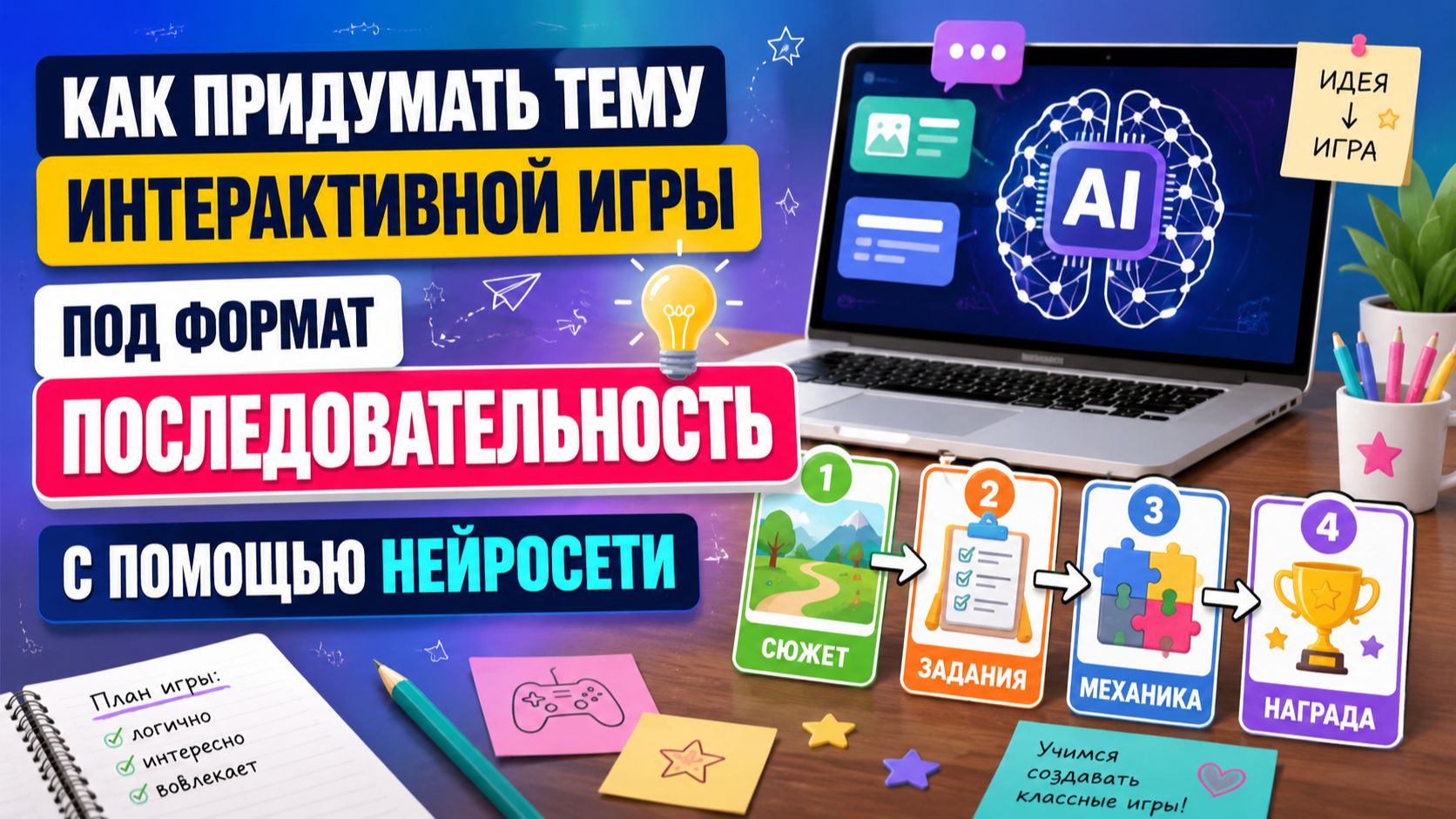 Как придумать тему интерактивной игры под формат (последовательность) с помощью нейросети