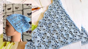 Вяжем красивый узор с листиками для косынки 🧶