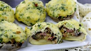 ШАМПИНЬОНЫ, ЗАПЕЧЁННЫЕ С БЕКОНОМ И СЫРОМ