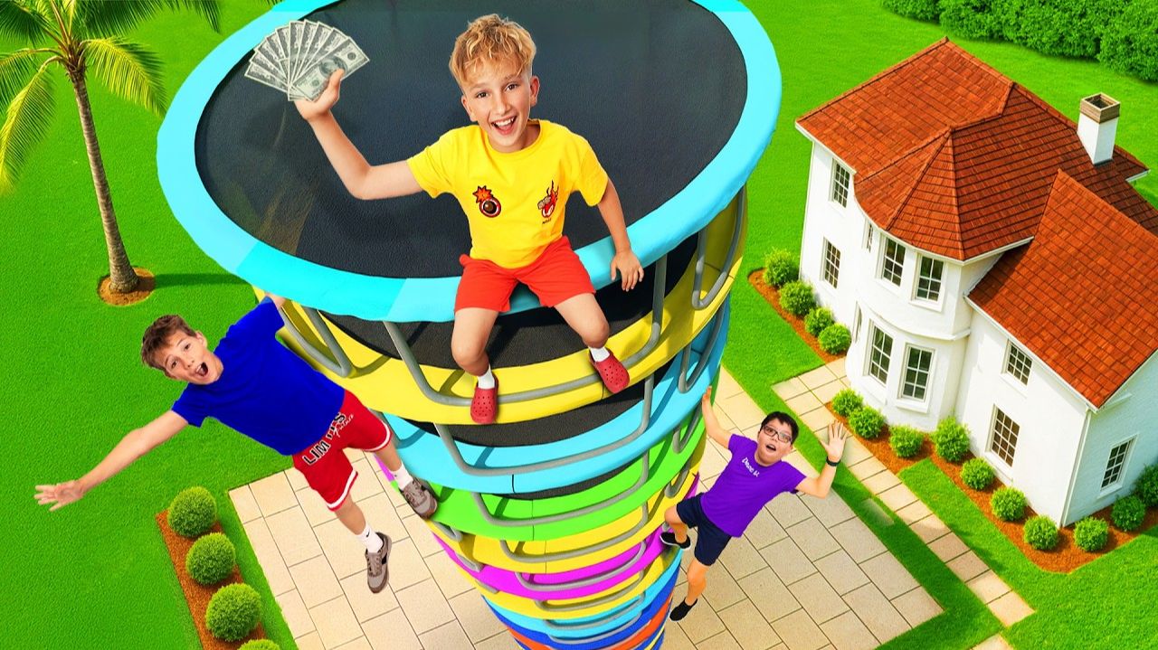 ТОТ, КТО ПОСЛЕДНИМ ПОКИНЕТ БАТУТНУЮ БАШНЮ, ВЫИГРАЕТ 10 000 ДОЛЛАРОВ! смотреть онлайн