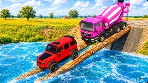 Второе испытание «Тачки против невозможного бревенчатого моста» в BeamNG Drive!