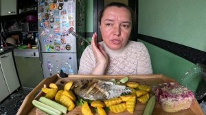 Дорадо в аэрогриле с картошкой/Мукбанг/Еда/Вкусная домашняя еда