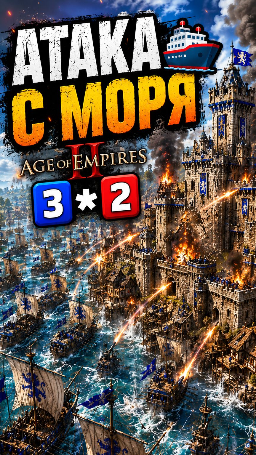 Часть 2 📹 АТАКА С МОРЯ 🚢 Age of Empires 2 3️⃣️⃣2️⃣