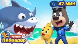 🦈Нападение большущей акулы!  🚢Безопасность снаружи  🔍Сборник мультиков для детей  Шериф Лабрадор
