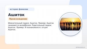 Полное расследование: происхождение, история и значение фамилии Ашиток, а также правила склонения!