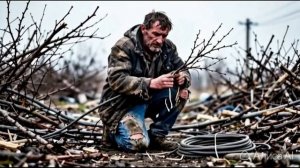 Бомж Василий обнаружил обрыв провода и оградил опасное место ветками!