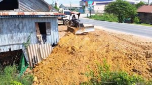 Great New Landfill Project! Bulldozer Pushing Soil into Deep Pond Area