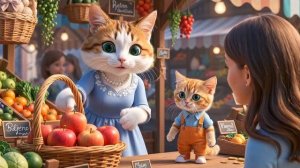 Трудолюбивый котёнок помогает маме-кошке на рынке | Эмоциональная летняя история о любви