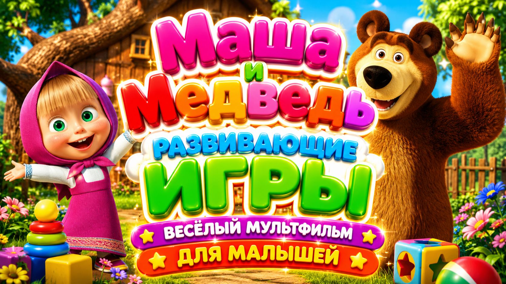 Учимся и играем с Машей и Медведем! — Развивающие игры для малышей! 🐻 Весёлый мультфильм ✨