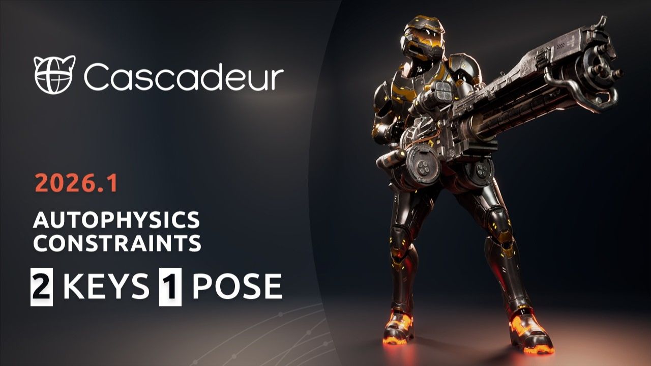 Ограничения (Constraints) + AutoPhysics в Cascadeur 2026.1: двуручное оружие и бег!