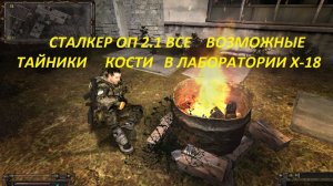 СТАЛКЕР ОП 2.1 ВСЕ ВОЗМОЖНЫЕ ТАЙНИКИ КОСТИ В ЛАБОРАТОРИИ X-18