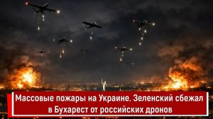 Массовые пожары на Украине. Зеленский сбежал в Бухарест от российских дронов