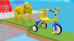 Кто первым скатится вниз? 🐘🦍 Длинная горка со слонами, гориллами и тиграми