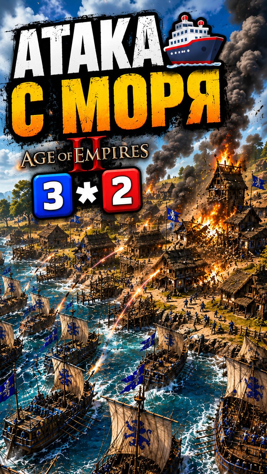 Часть 1 📹 АТАКА С МОРЯ 🚢 Age of Empires 2 3️⃣️⃣2️⃣