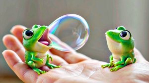 Насекомые и лягушки надувают мыльные пузыри 😍✨😊 Невероятно приятная ИИ-анимация как Мультики!